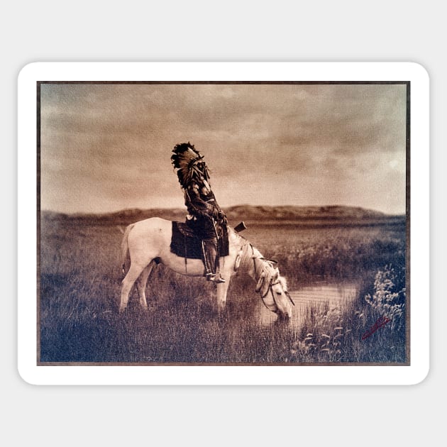 Native American on Horseback, Oasis in the Badlands 1905 Edward S Curtis Sticker by rocketshipretro